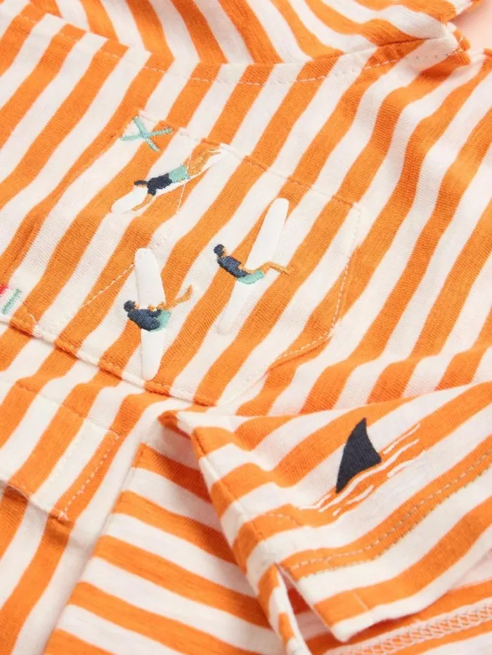 White Stuff TOPS Surfers Stripe SS Polo Mid Orange 8211 Kids