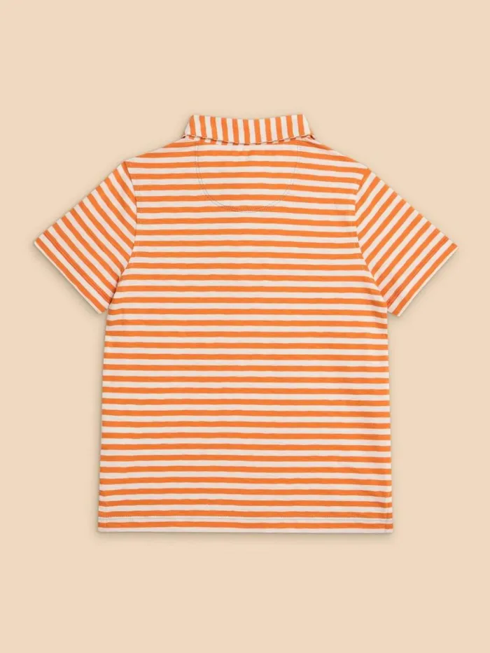 White Stuff TOPS Surfers Stripe SS Polo Mid Orange 8211 Kids