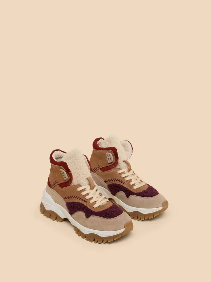 White Stuff TRAINERS Chunky Suede HiTop Trainer Tan Multi 8211 Women