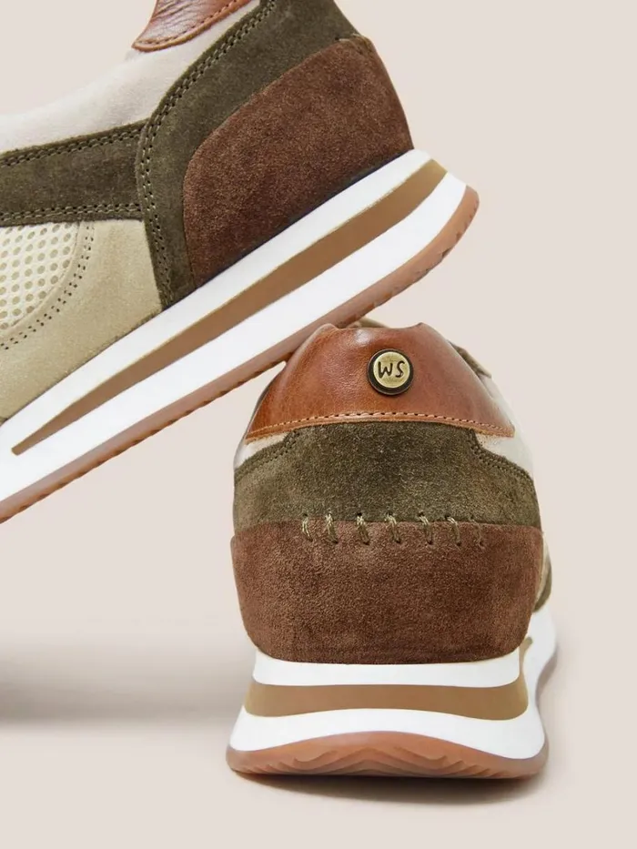 White Stuff TRAINERS Leather Retro Lace Up Trainer Khaki Green 8211 Men White Stuff TRAINERS Leather Retro Lace Up Trainer Khaki Green 8211 Men