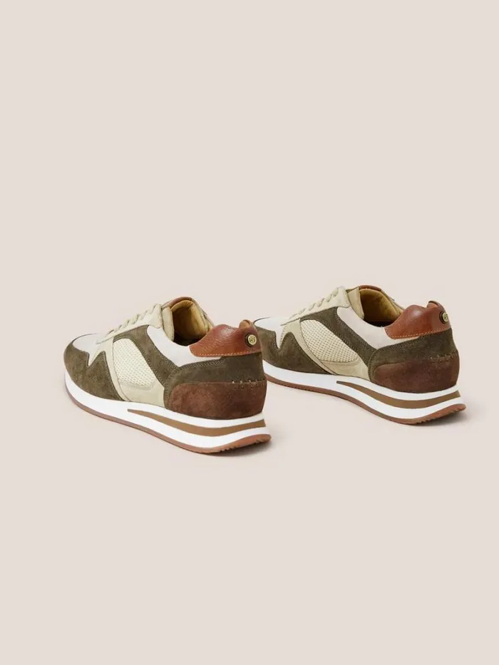 White Stuff TRAINERS Leather Retro Lace Up Trainer Khaki Green 8211 Men White Stuff TRAINERS Leather Retro Lace Up Trainer Khaki Green 8211 Men
