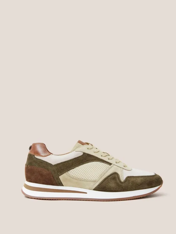 White Stuff TRAINERS Leather Retro Lace Up Trainer Khaki Green 8211 Men White Stuff TRAINERS Leather Retro Lace Up Trainer Khaki Green 8211 Men