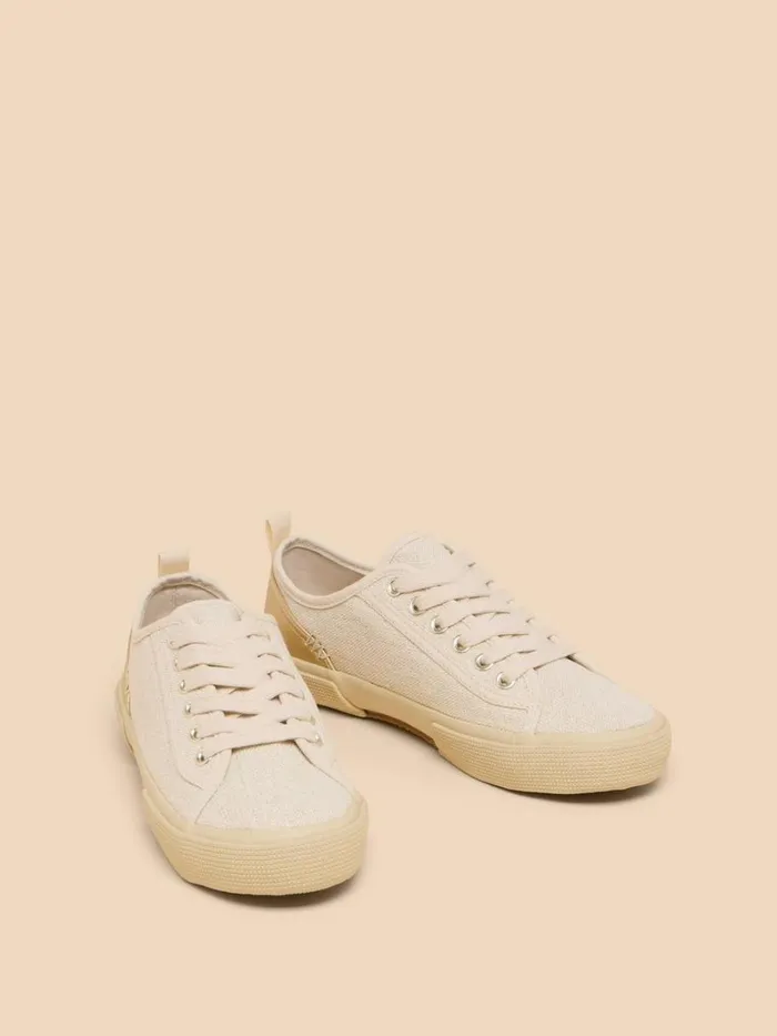 White Stuff TRAINERS Pippa Canvas Lace Up Trainer Light Natural 8211 Women