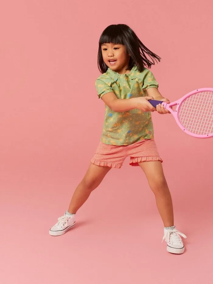 White Stuff TROUSERS and SHORTS Renee Striped Frill Shorts Pink Multi 8211 Kids