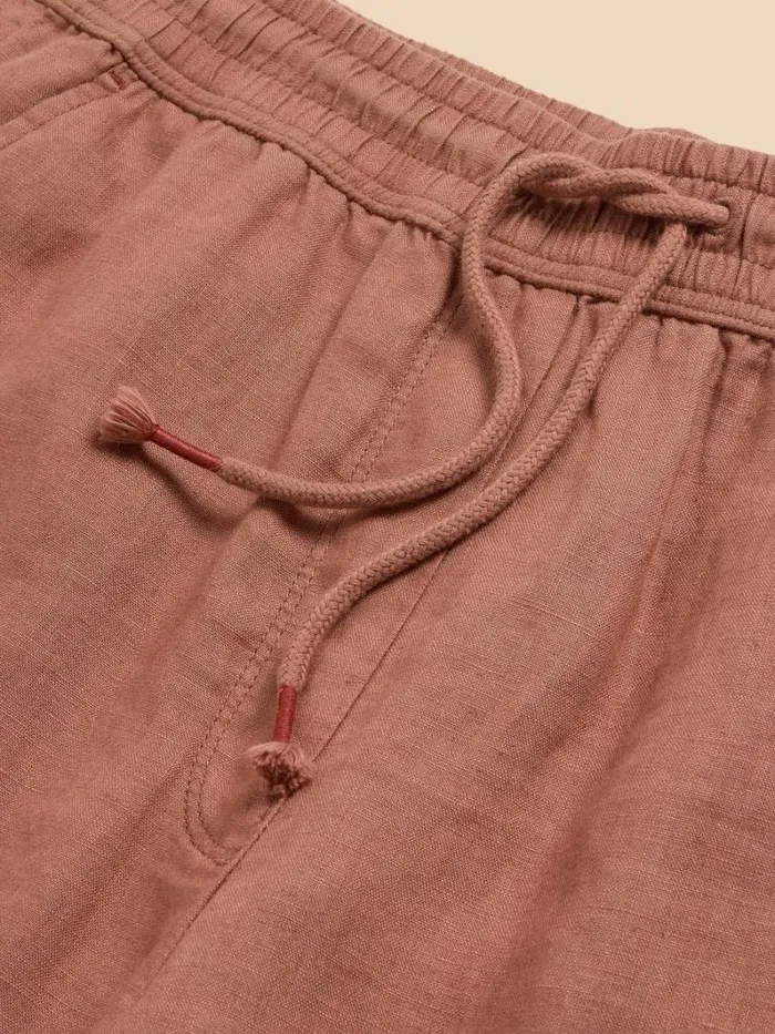 White Stuff TROUSERS Belle Linen Blend Wide Trouser Dark Tan 8211 Women