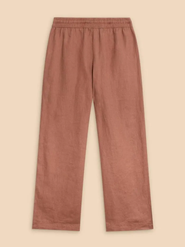 White Stuff TROUSERS Belle Linen Blend Wide Trouser Dark Tan 8211 Women