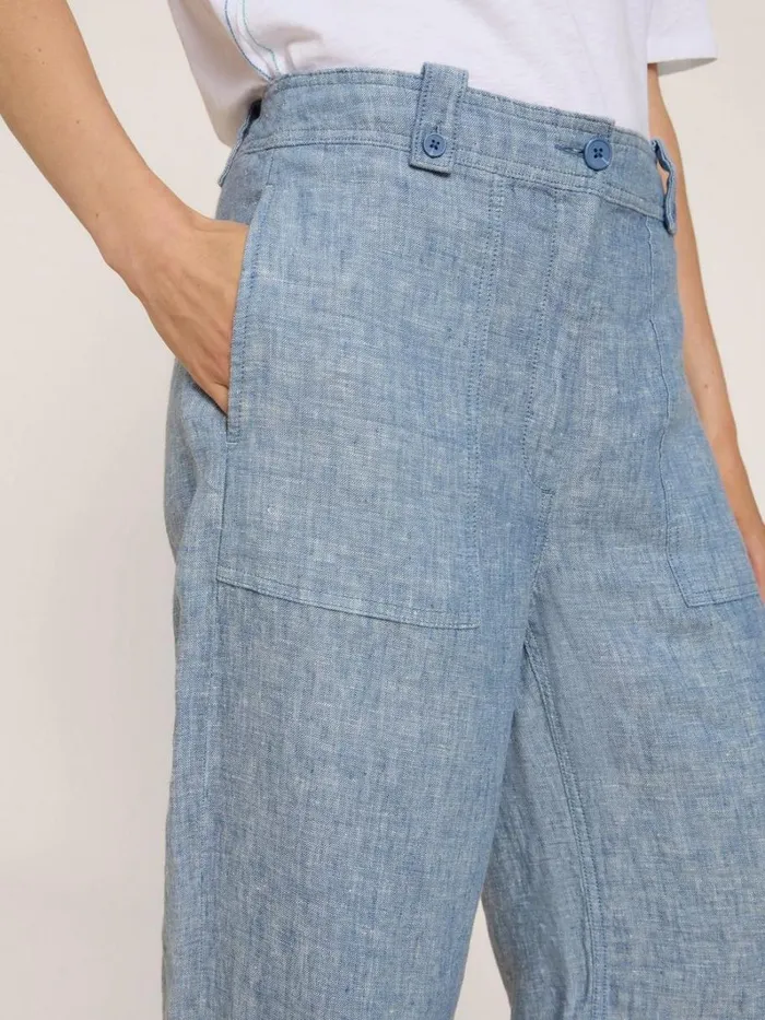 White Stuff TROUSERS Belle Wide Leg Linen Trouser Chambray Blue 8211 Women White Stuff TROUSERS Belle Wide Leg Linen Trouser Chambray Blue 8211 Women