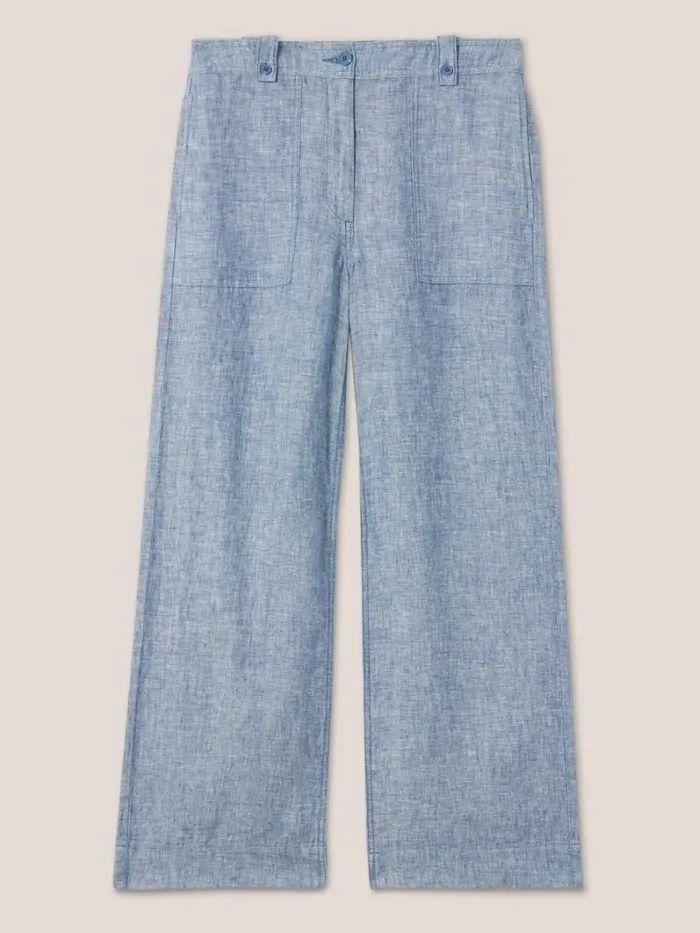 White Stuff TROUSERS Belle Wide Leg Linen Trouser Chambray Blue 8211 Women White Stuff TROUSERS Belle Wide Leg Linen Trouser Chambray Blue 8211 Women