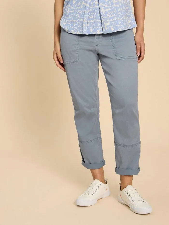 White Stuff TROUSERS Blaire Cotton Blend Trouser Mid Blue 8211 Women