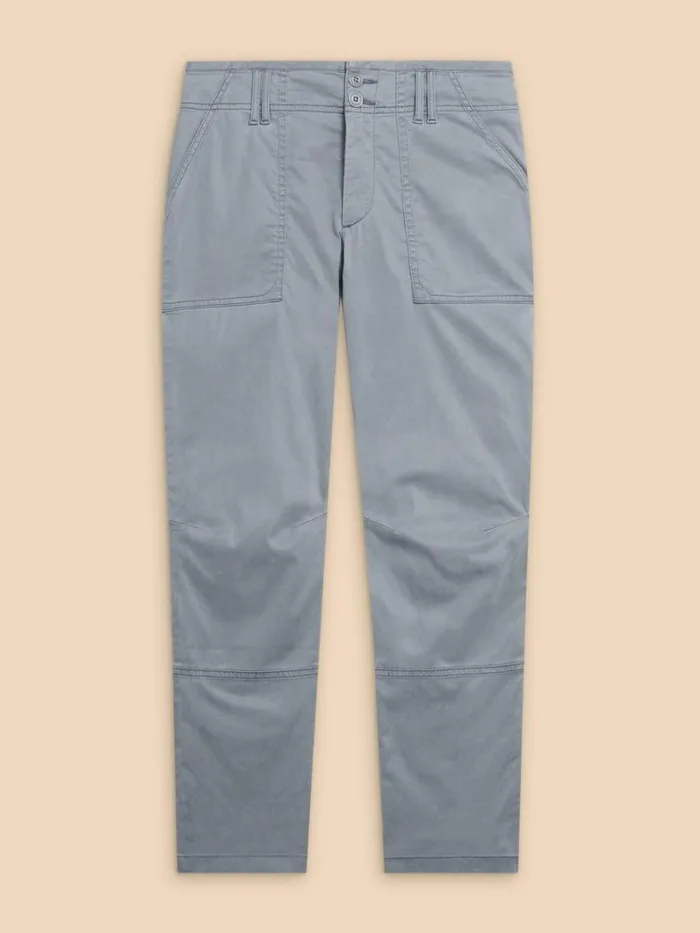 White Stuff TROUSERS Blaire Cotton Blend Trouser Mid Blue 8211 Women