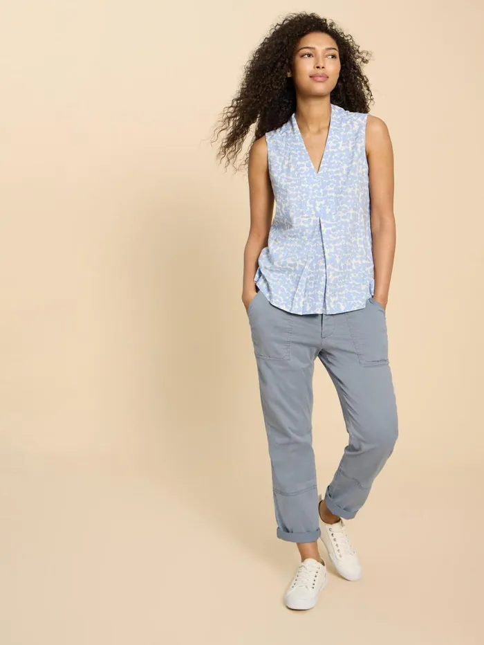 White Stuff TROUSERS Blaire Cotton Blend Trouser Mid Blue 8211 Women