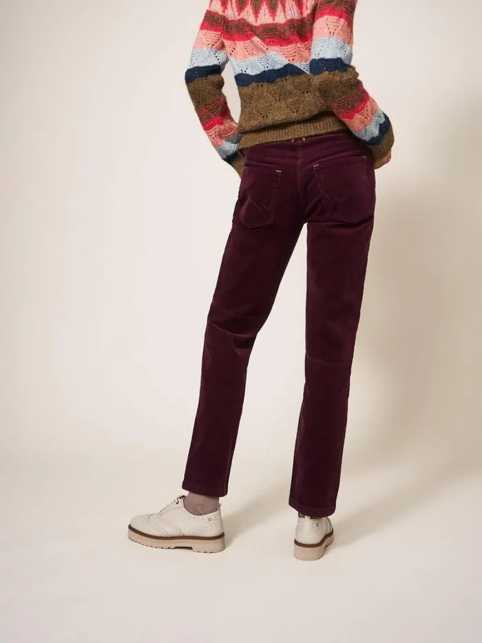 White Stuff TROUSERS Brooke Mid Rise Cord Trouser Dk Plum 8211 Women