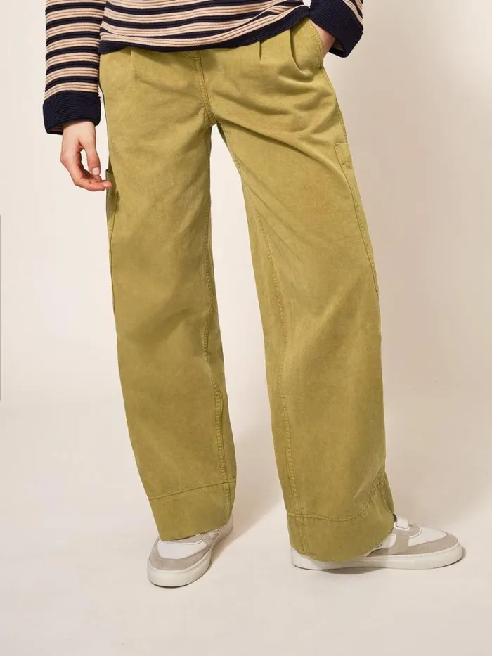 White Stuff TROUSERS Carlie Wide Leg Cargo Trouser Mid Green 8211 Women