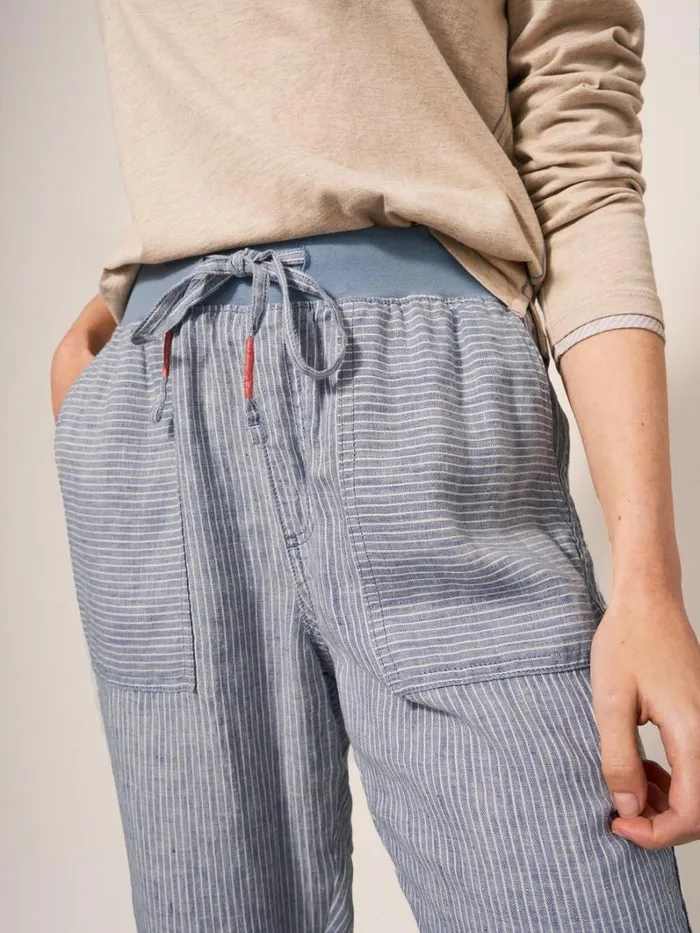 White Stuff TROUSERS Effie Linen Trouser Blue Multi 8211 Women