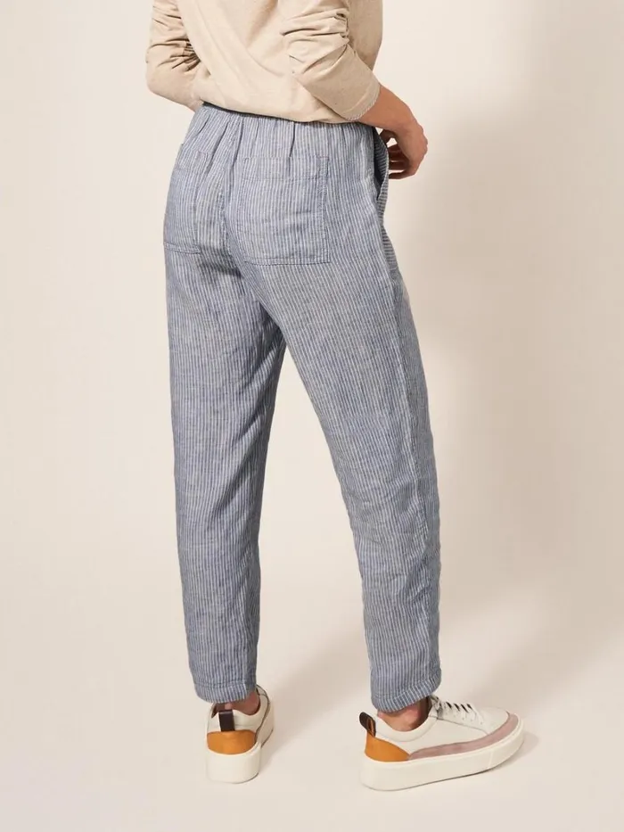White Stuff TROUSERS Effie Linen Trouser Blue Multi 8211 Women