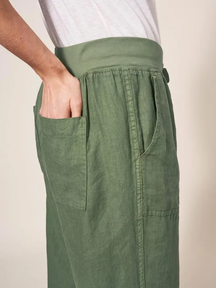 White Stuff TROUSERS Effie Linen Trouser Khaki Green 8211 Women