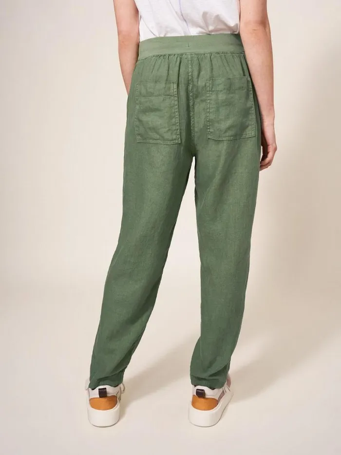 White Stuff TROUSERS Effie Linen Trouser Khaki Green 8211 Women