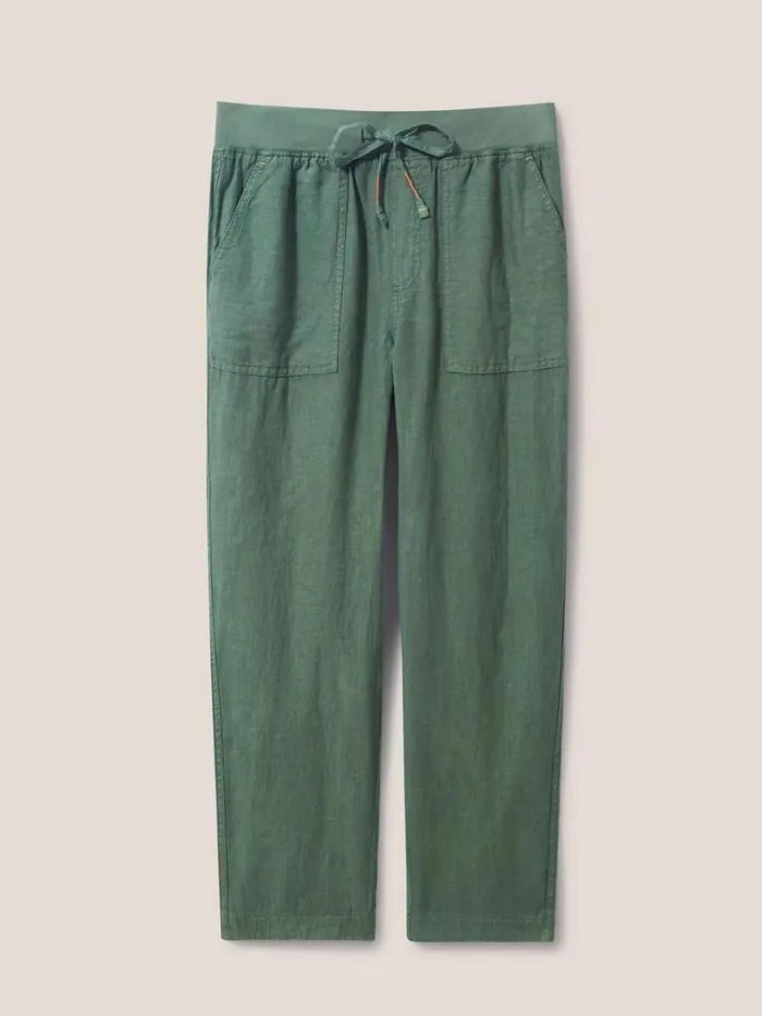 White Stuff TROUSERS Effie Linen Trouser Khaki Green 8211 Women
