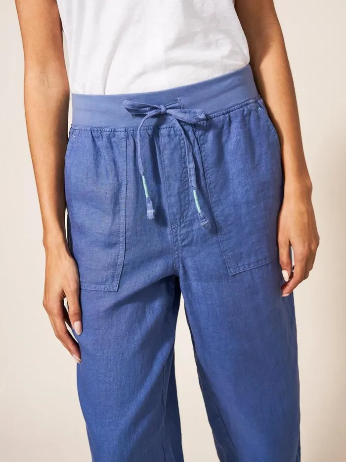 White Stuff TROUSERS Effie Linen Trouser Mid Blue 8211 Women