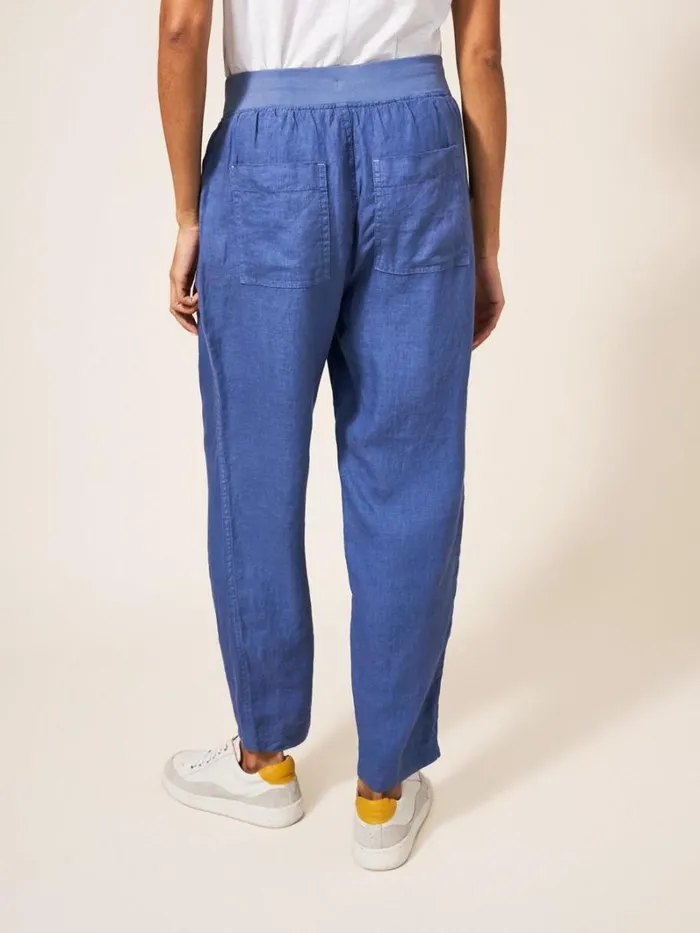 White Stuff TROUSERS Effie Linen Trouser Mid Blue 8211 Women