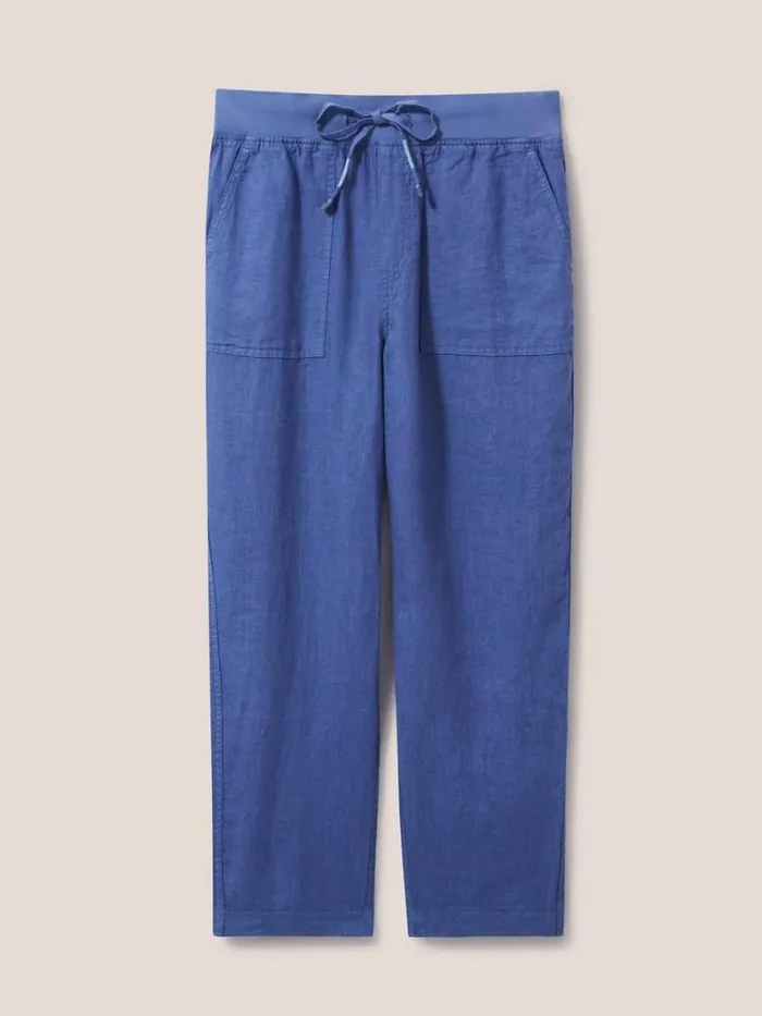 White Stuff TROUSERS Effie Linen Trouser Mid Blue 8211 Women