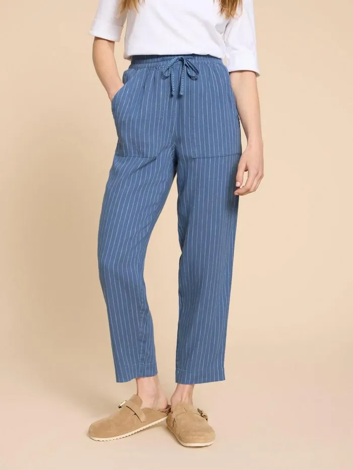White Stuff TROUSERS Elle Linen Blend Trouser Blue Multi 8211 Women
