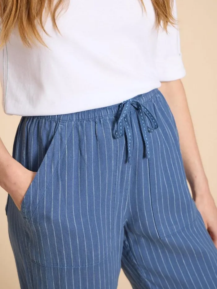 White Stuff TROUSERS Elle Linen Blend Trouser Blue Multi 8211 Women