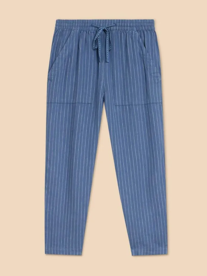 White Stuff TROUSERS Elle Linen Blend Trouser Blue Multi 8211 Women