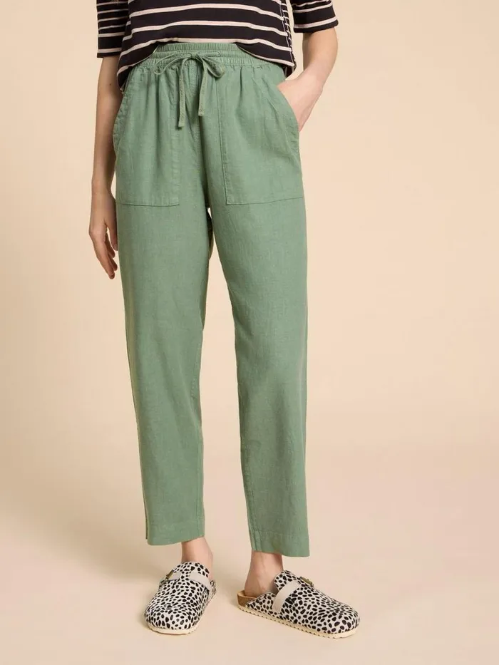 White Stuff TROUSERS Elle Linen Blend Trouser Mid Green 8211 Women