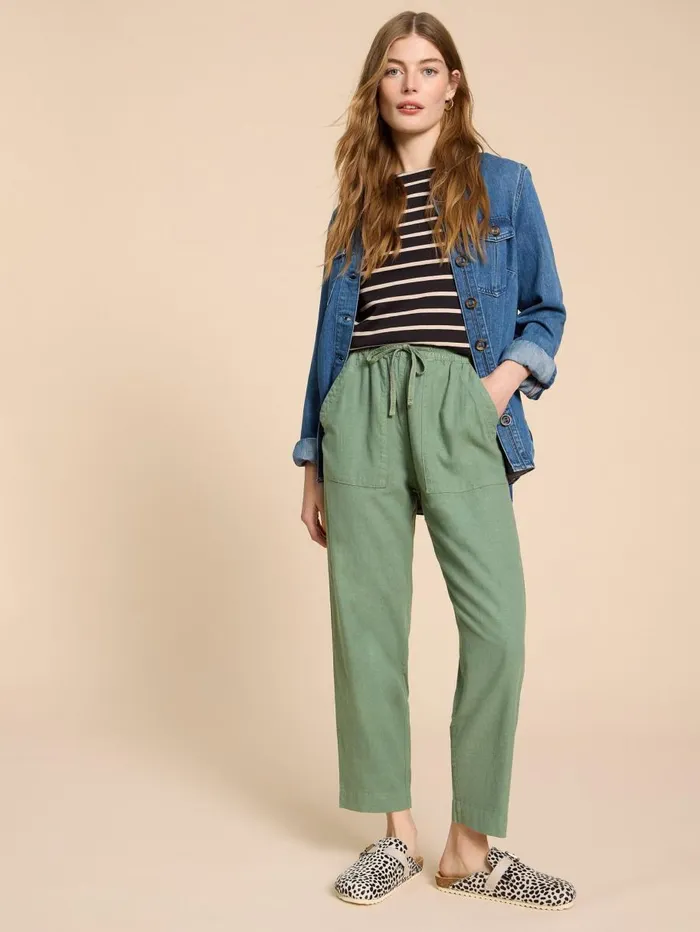 White Stuff TROUSERS Elle Linen Blend Trouser Mid Green 8211 Women White Stuff TROUSERS Elle Linen Blend Trouser Mid Green 8211 Women