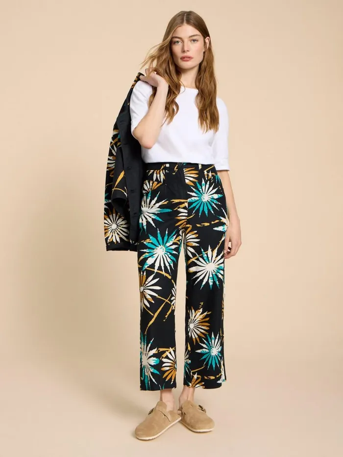 White Stuff TROUSERS Harper Linen Blend Trouser Black Print 8211 Women White Stuff TROUSERS Harper Linen Blend Trouser Black Print 8211 Women