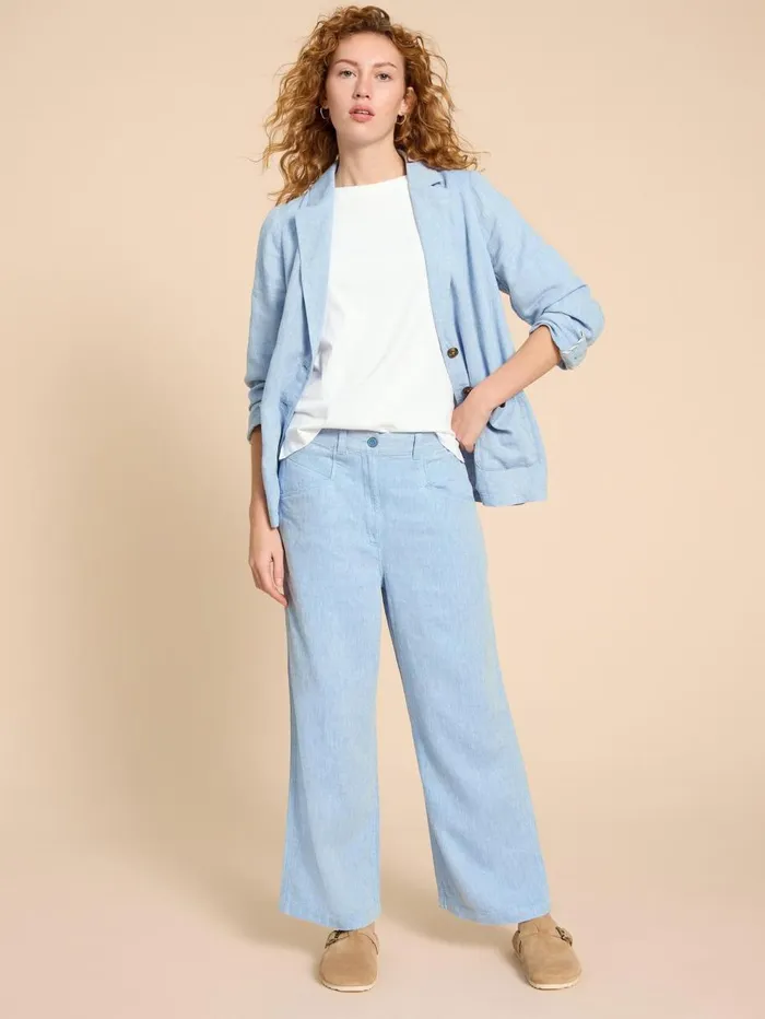 White Stuff TROUSERS Harper Linen Blend Trouser Chambray Blue 8211 Women White Stuff TROUSERS Harper Linen Blend Trouser Chambray Blue 8211 Women