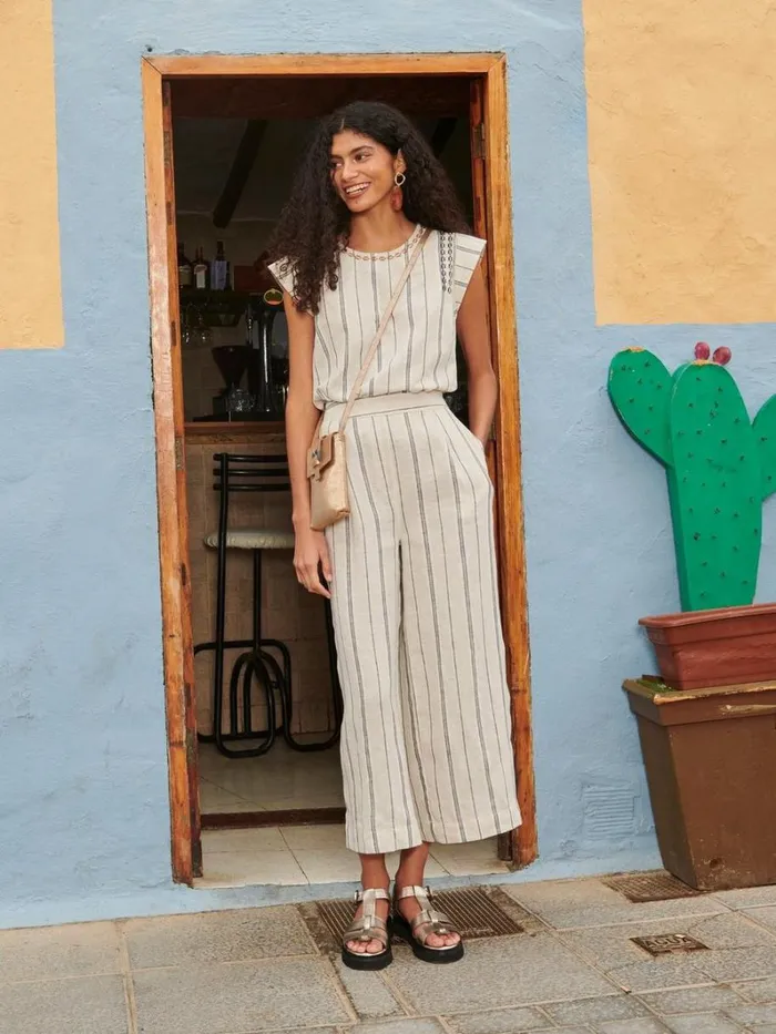 White Stuff TROUSERS Lisette Stripe Culotte Natural Multi 8211 Women White Stuff TROUSERS Lisette Stripe Culotte Natural Multi 8211 Women