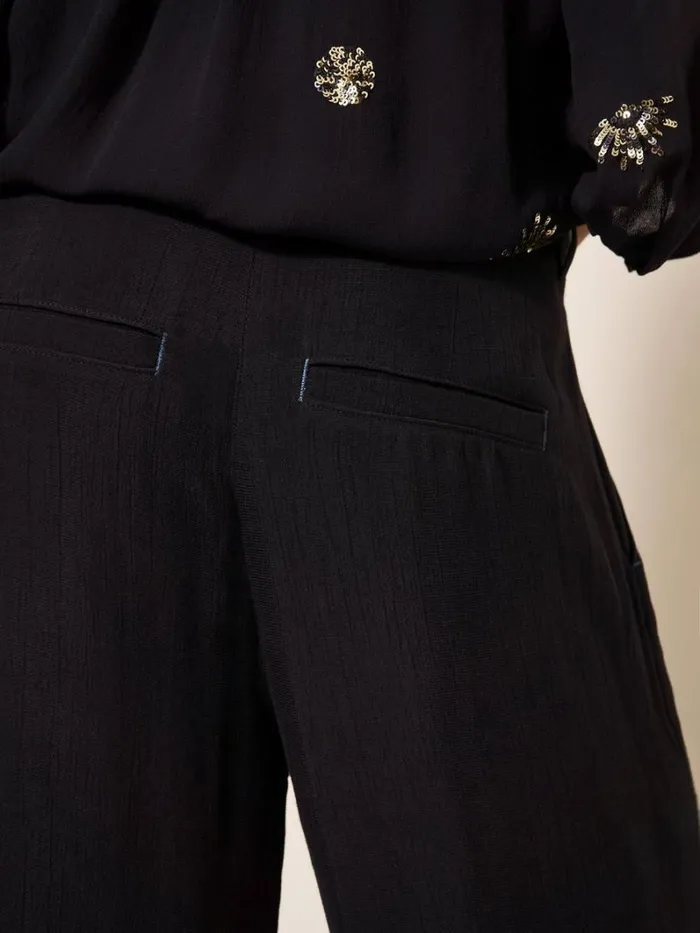 White Stuff TROUSERS Lucinda Crepe Wide Leg Trouser Pure Black 8211 Women