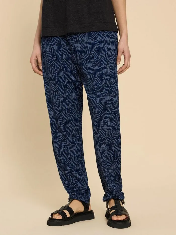 White Stuff TROUSERS Maison Eco Vero Printed Jersey Trouser Navy Print 8211 Women