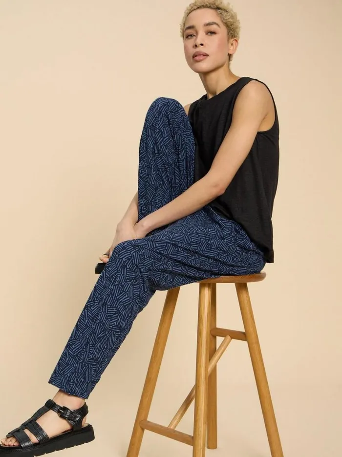 White Stuff TROUSERS Maison Eco Vero Printed Jersey Trouser Navy Print 8211 Women White Stuff TROUSERS Maison Eco Vero Printed Jersey Trouser Navy Print 8211 Women