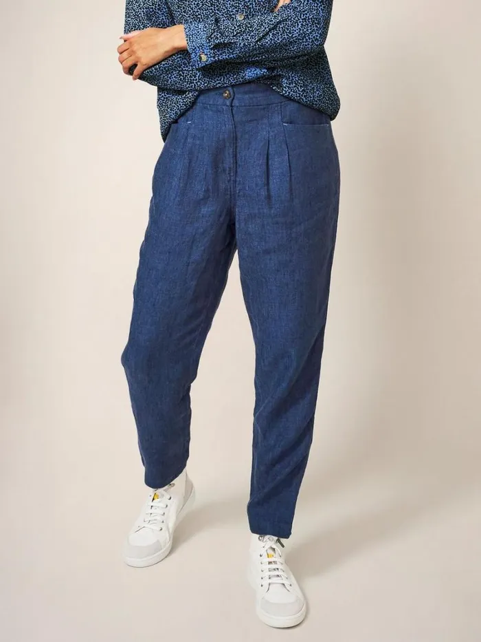 White Stuff TROUSERS Rowena Linen Trouser Dark Navy 8211 Women