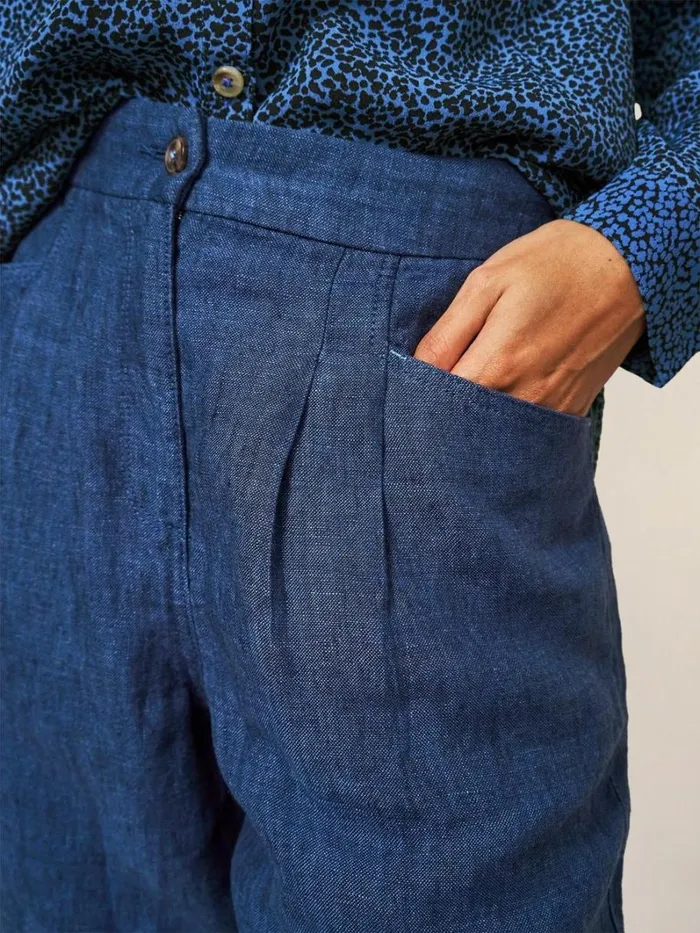 White Stuff TROUSERS Rowena Linen Trouser Dark Navy 8211 Women
