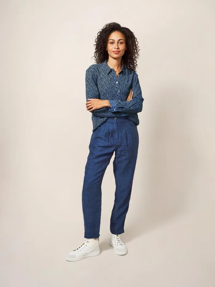 White Stuff TROUSERS Rowena Linen Trouser Dark Navy 8211 Women