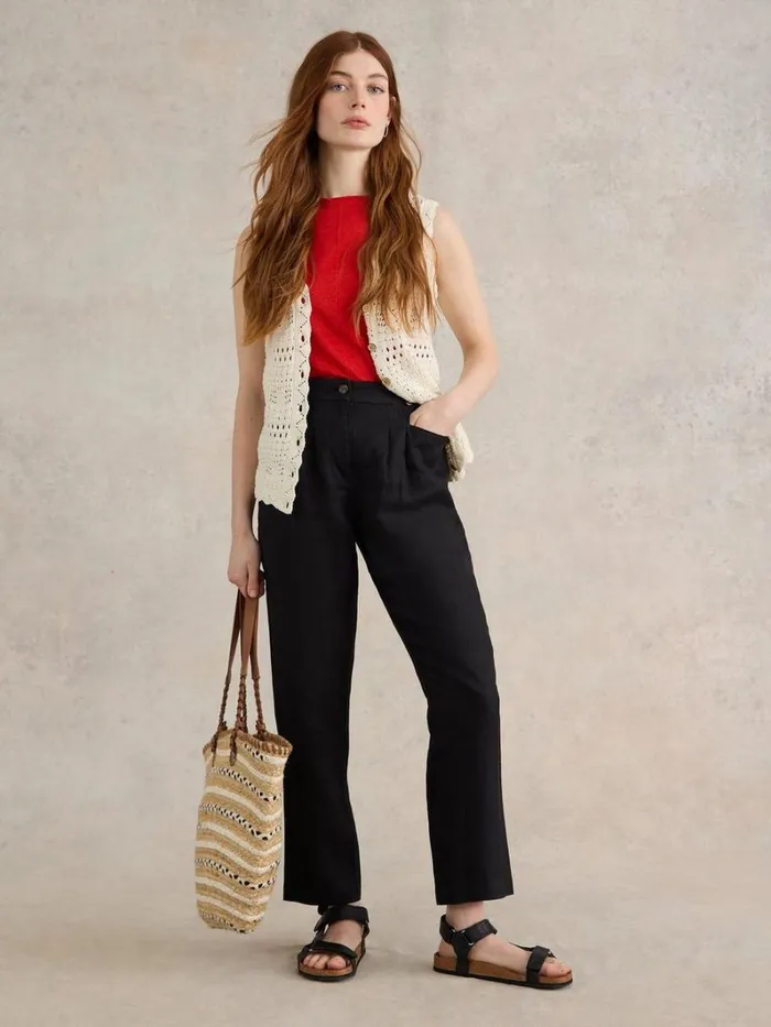 White Stuff TROUSERS Rowena Linen Trouser Pure Black 8211 Women