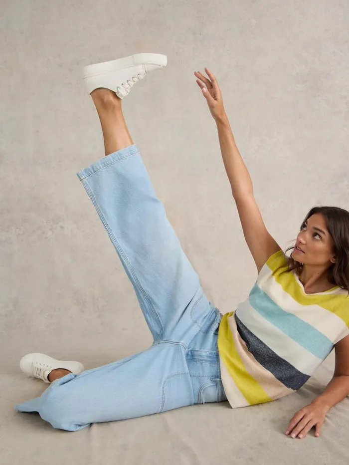 White Stuff TROUSERS Tia Wide Leg Crop Jean Light Denim 8211 Women