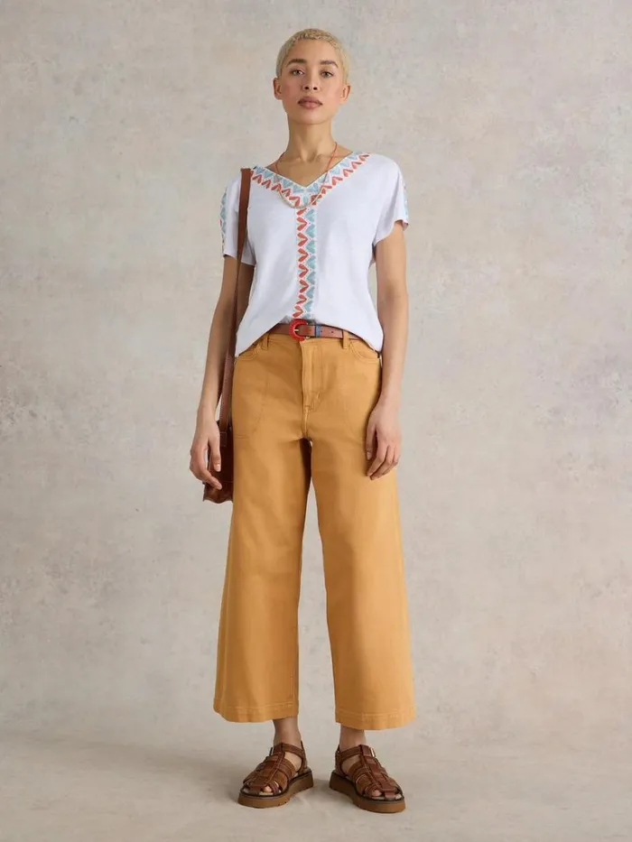 White Stuff TROUSERS Tia Wide Leg Crop Jean Mid Yellow 8211 Women White Stuff TROUSERS Tia Wide Leg Crop Jean Mid Yellow 8211 Women