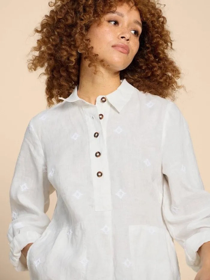 White Stuff TUNICS Evelyn Embroidered Linen Tunic Natural White 8211 Women