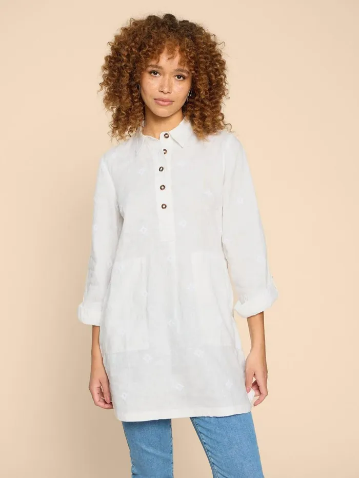 White Stuff TUNICS Evelyn Embroidered Linen Tunic Natural White 8211 Women