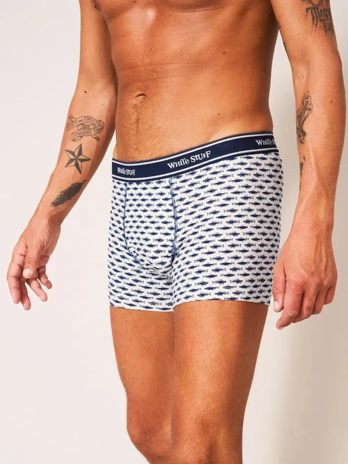 White Stuff UNDERWEAR 2 Pack Boxers Print And Plain White Multi 8211 Men