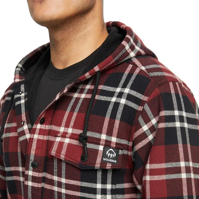 Wolverine Bucksaw Bonded Shirt Jac Garnet Plaid Men Jackets
