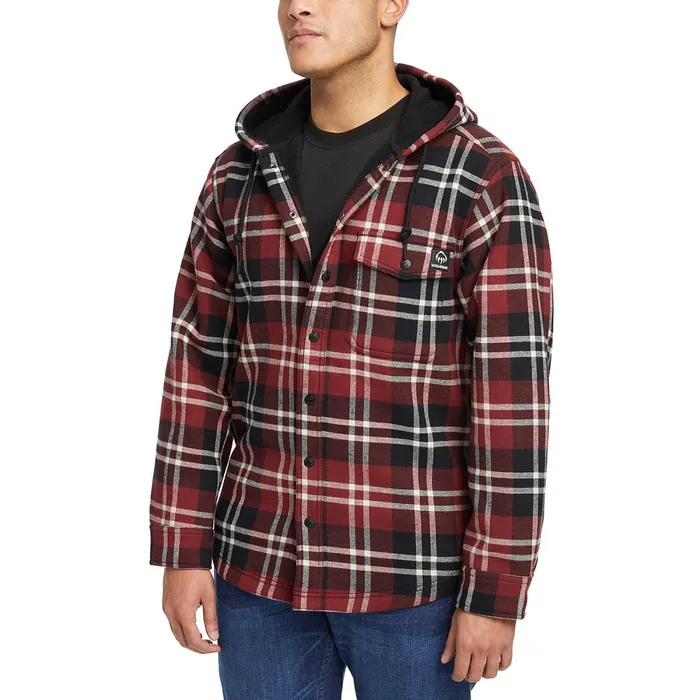 Wolverine Bucksaw Hooded Flannel ShirtJac Big and Tall Garnet Plaid Men Jackets