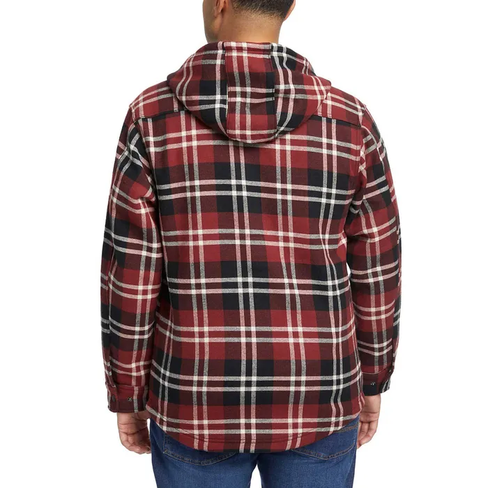 Wolverine Bucksaw Hooded Flannel ShirtJac Big and Tall Garnet Plaid Men Jackets