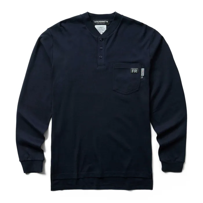 Wolverine FR Long Sleeve Henley Navy Men Safety Gear