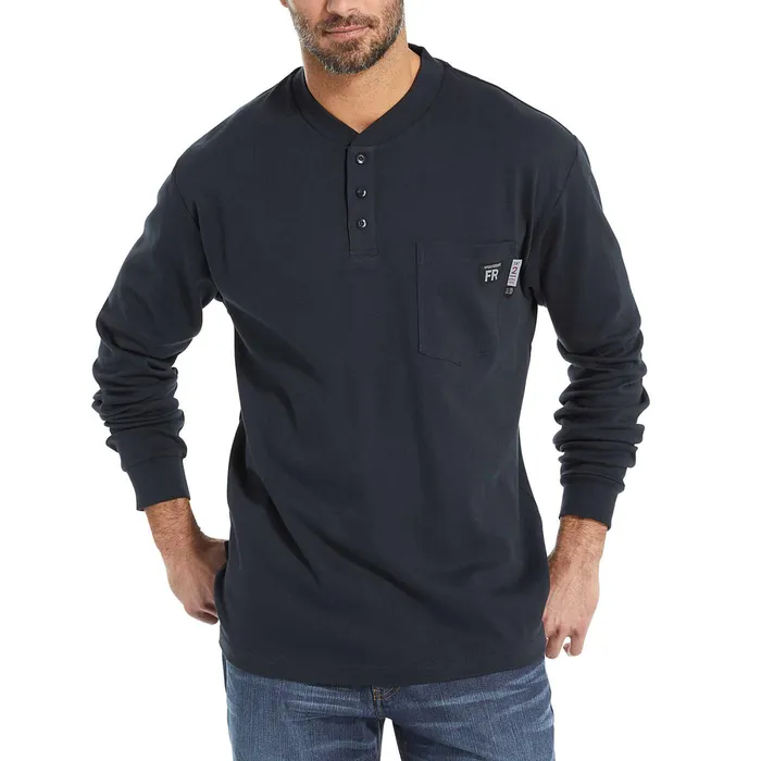 Wolverine FR Long Sleeve Henley Navy Men Safety Gear